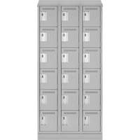 Clean Line Lockerette, 6 -tier, Bank of 3, 36" x 18" x 82", Steel, Grey, Rivet (Assembled) MAS Chibougamau
