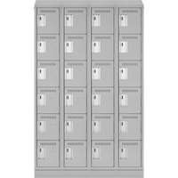 Clean Line Lockerette, 6 -tier, Bank of 4, 48" x 18" x 82", Steel, Grey, Rivet (Assembled) MAS Chibougamau