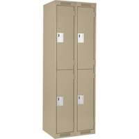 Clean Line Lockers, 2 -tier, Bank of 2, 24" x 18" x 72", Steel, Beige, Rivet (Assembled) MAS Chibougamau