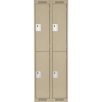 Clean Line Lockers, 2 -tier, Bank of 2, 24" x 18" x 72", Steel, Beige, Rivet (Assembled) MAS Chibougamau