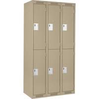 Clean Line Lockers, 2 -tier, Bank of 3, 36" x 18" x 72", Steel, Beige, Rivet (Assembled) MAS Chibougamau