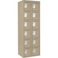 Clean Line Lockerette, 6 -tier, Bank of 2, 24" x 18" x 72", Steel, Beige, Rivet (Assembled) MAS Chibougamau