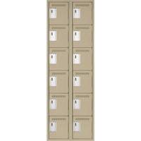 Clean Line Lockerette, 6 -tier, Bank of 2, 24" x 18" x 72", Steel, Beige, Rivet (Assembled) MAS Chibougamau