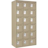 Clean Line Lockerette, 6 -tier, Bank of 3, 36" x 18" x 72", Steel, Beige, Rivet (Assembled) MAS Chibougamau