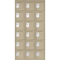 Clean Line Lockerette, 6 -tier, Bank of 3, 36" x 18" x 72", Steel, Beige, Rivet (Assembled) MAS Chibougamau