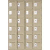 Clean Line Lockerette, 6 -tier, Bank of 4, 48" x 18" x 72", Steel, Beige, Rivet (Assembled) MAS Chibougamau