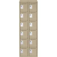Clean Line Lockerette, 6 -tier, Bank of 2, 24" x 18" x 78", Steel, Beige, Rivet (Assembled) MAS Chibougamau