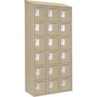 Clean Line Lockerette, 6 -tier, Bank of 3, 36" x 18" x 78", Steel, Beige, Rivet (Assembled) MAS Chibougamau