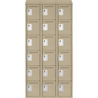 Clean Line Lockerette, 6 -tier, Bank of 3, 36" x 18" x 78", Steel, Beige, Rivet (Assembled) MAS Chibougamau