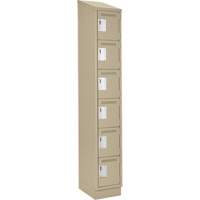 Clean Line Lockerette , 6 -tier, 12" x 18" x 82", Steel, Beige, Rivet (Assembled) MAS Chibougamau