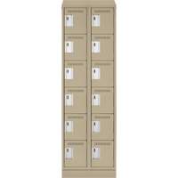 Clean Line Lockerette , 6 -tier, Bank of 2, 24" x 18" x 82", Steel, Beige, Rivet (Assembled) MAS Chibougamau