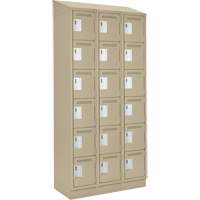 Clean Line Lockerette , 6 -tier, Bank of 3, 36" x 18" x 82", Steel, Beige, Rivet (Assembled) MAS Chibougamau