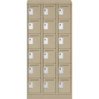 Clean Line Lockerette , 6 -tier, Bank of 3, 36" x 18" x 82", Steel, Beige, Rivet (Assembled) MAS Chibougamau