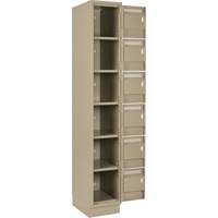 Clean Line Lockerette, 6 -tier, Bank of 4, 48" x 18" x 76", Steel, Beige, Rivet (Assembled) MAS Chibougamau