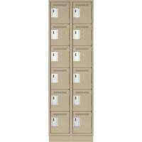 Clean Line Lockerette, 6 -tier, Bank of 2, 24" x 18" x 76", Steel, Beige, Rivet (Assembled) MAS Chibougamau
