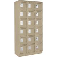Clean Line Lockerette, 6 -tier, Bank of 3, 36" x 18" x 76", Steel, Beige, Rivet (Assembled) MAS Chibougamau