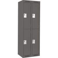 Clean Line Lockers, 2 -tier, Bank of 2, 24" x 18" x 72", Steel, Charcoal, Rivet (Assembled) MAS Chibougamau