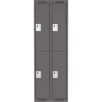 Clean Line Lockers, 2 -tier, Bank of 2, 24" x 18" x 72", Steel, Charcoal, Rivet (Assembled) MAS Chibougamau