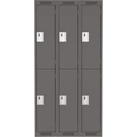 Clean Line Lockers, 2 -tier, Bank of 3, 36" x 18" x 72", Steel, Charcoal, Rivet (Assembled) MAS Chibougamau