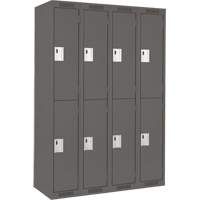 Clean Line Lockers, 2 -tier, Bank of 4, 48" x 18" x 72", Steel, Charcoal, Rivet (Assembled) MAS Chibougamau