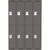 Clean Line Lockers, 2 -tier, Bank of 4, 48" x 18" x 72", Steel, Charcoal, Rivet (Assembled) MAS Chibougamau
