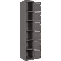 Clean Line Lockerette, 6 -tier, Bank of 4, 48" x 18" x 72", Steel, Charcoal, Rivet (Assembled) MAS Chibougamau