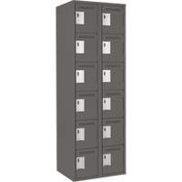 Clean Line Lockerette, 6 -tier, Bank of 2, 24" x 18" x 72", Steel, Charcoal, Rivet (Assembled) MAS Chibougamau
