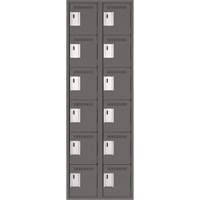 Clean Line Lockerette, 6 -tier, Bank of 2, 24" x 18" x 72", Steel, Charcoal, Rivet (Assembled) MAS Chibougamau