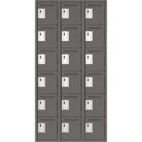 Clean Line Lockerette, 6 -tier, Bank of 3, 36" x 18" x 72", Steel, Charcoal, Rivet (Assembled) MAS Chibougamau