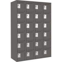 Clean Line Lockerette, 6 -tier, Bank of 4, 48" x 18" x 72", Steel, Charcoal, Rivet (Assembled) MAS Chibougamau