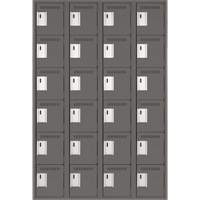 Clean Line Lockerette, 6 -tier, Bank of 4, 48" x 18" x 72", Steel, Charcoal, Rivet (Assembled) MAS Chibougamau