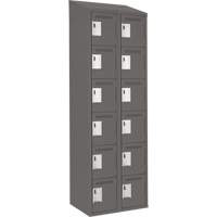 Clean Line Lockerette, 6 -tier, Bank of 2, 24" x 18" x 78", Steel, Charcoal, Rivet (Assembled) MAS Chibougamau