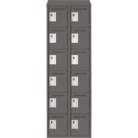 Clean Line Lockerette, 6 -tier, Bank of 2, 24" x 18" x 78", Steel, Charcoal, Rivet (Assembled) MAS Chibougamau