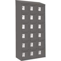 Clean Line Lockerette, 6 -tier, Bank of 3, 36" x 18" x 78", Steel, Charcoal, Rivet (Assembled) MAS Chibougamau