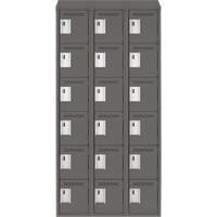 Clean Line Lockerette, 6 -tier, Bank of 3, 36" x 18" x 78", Steel, Charcoal, Rivet (Assembled) MAS Chibougamau
