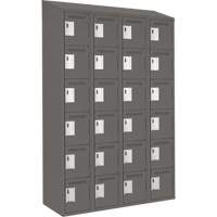 Clean Line Lockerette, 6 -tier, Bank of 4, 48" x 18" x 78", Steel, Charcoal, Rivet (Assembled) MAS Chibougamau