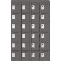 Clean Line Lockerette, 6 -tier, Bank of 4, 48" x 18" x 78", Steel, Charcoal, Rivet (Assembled) MAS Chibougamau