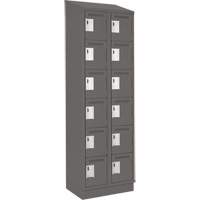 Clean Line Lockerette, 6 -tier, Bank of 2, 24" x 18" x 82", Steel, Charcoal, Rivet (Assembled) MAS Chibougamau