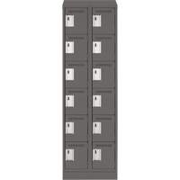 Clean Line Lockerette, 6 -tier, Bank of 2, 24" x 18" x 82", Steel, Charcoal, Rivet (Assembled) MAS Chibougamau