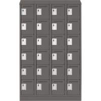 Clean Line Lockerette, 6 -tier, Bank of 4, 48" x 18" x 82", Steel, Charcoal, Rivet (Assembled) MAS Chibougamau