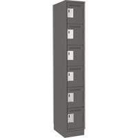 Clean Line Lockerette, 6 -tier, 12" x 18" x 76", Steel, Charcoal, Rivet (Assembled) MAS Chibougamau