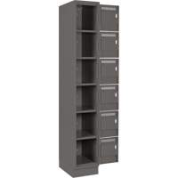 Clean Line Lockerette, 6 -tier, Bank of 4, 48" x 18" x 76", Steel, Charcoal, Rivet (Assembled) MAS Chibougamau