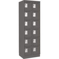 Clean Line Lockerette, 6 -tier, Bank of 2, 24" x 18" x 76", Steel, Charcoal, Rivet (Assembled) MAS Chibougamau