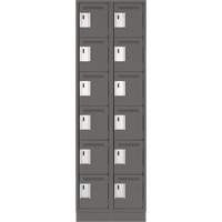 Clean Line Lockerette, 6 -tier, Bank of 2, 24" x 18" x 76", Steel, Charcoal, Rivet (Assembled) MAS Chibougamau