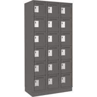 Clean Line Lockerette, 6 -tier, Bank of 3, 36" x 18" x 76", Steel, Charcoal, Rivet (Assembled) MAS Chibougamau