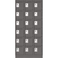 Clean Line Lockerette, 6 -tier, Bank of 3, 36" x 18" x 76", Steel, Charcoal, Rivet (Assembled) MAS Chibougamau