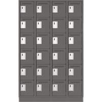 Clean Line Lockerette, 6 -tier, Bank of 4, 48" x 18" x 76", Steel, Charcoal, Rivet (Assembled) MAS Chibougamau