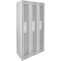 Clean Line Lockers, Bank of 3, 36" x 15" x 72", Steel, Grey, Rivet (Assembled), Perforated MAS Chibougamau