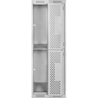 Clean Line Lockers, 2 -tier, Bank of 2, 24" x 15" x 72", Steel, Grey, Rivet (Assembled), Perforated MAS Chibougamau