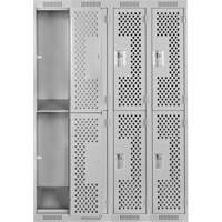 Casiers Clean Line, 2 niveaux, Bloc de 4, 48" x 15" x 72", Acier, Gris, Rivet (assembl&eacute;), Perfor&eacute; MAS Chibougamau